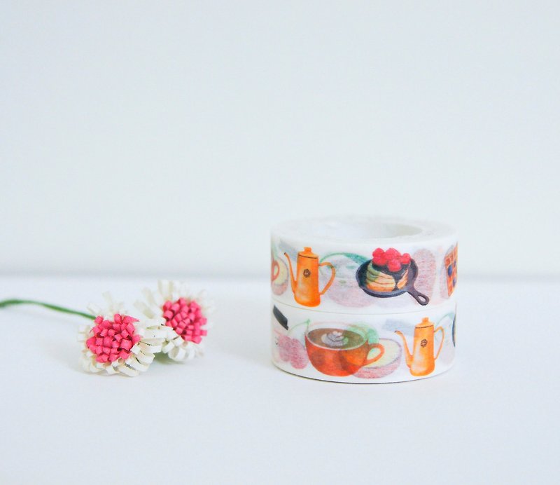 Sweet tea time and paper tape/one entry - Washi Tape - Paper Multicolor