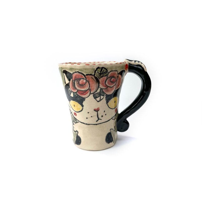 Nice Little Clay 手工鈴鐺杯 可愛貓 0101-159 - 咖啡杯/馬克杯 - 陶 白色