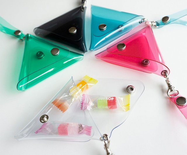 Shopping Bag Triangular PVC Case Small Item Coin Case PVC Transparent HP08U Shop kamome studio Toiletry Bags Pouches Pinkoi