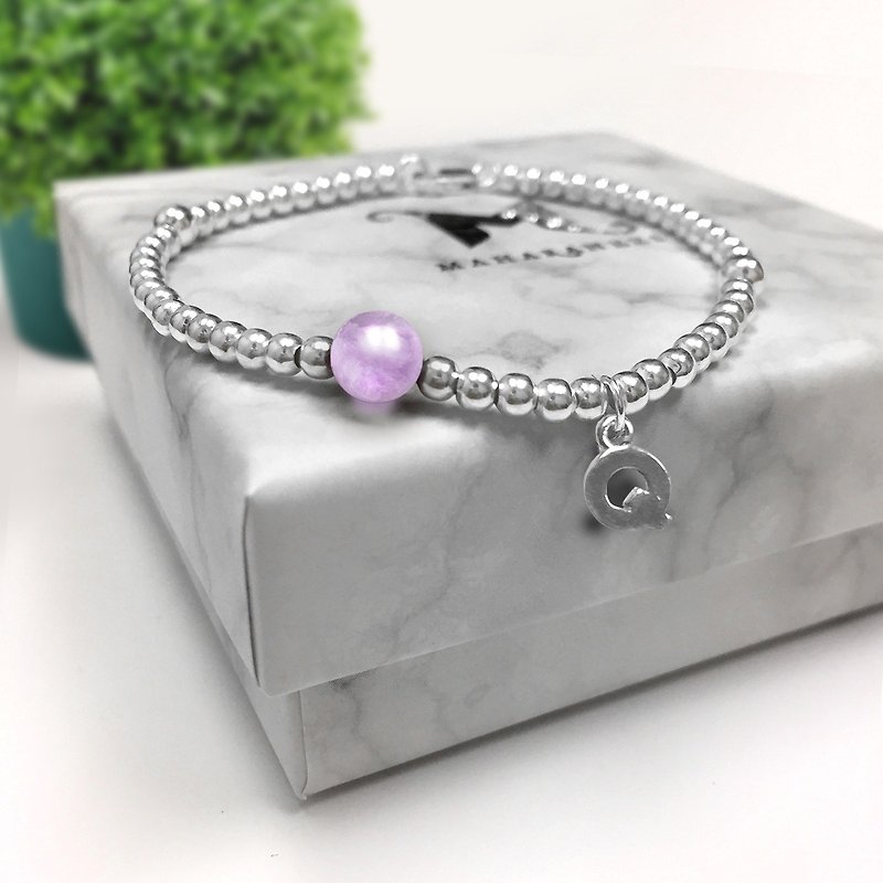 Purple Stone Bracelet | Love Bracelet | Purple Stone | Lavender Amethyst Stone - สร้อยข้อมือ - เงิน สีม่วง
