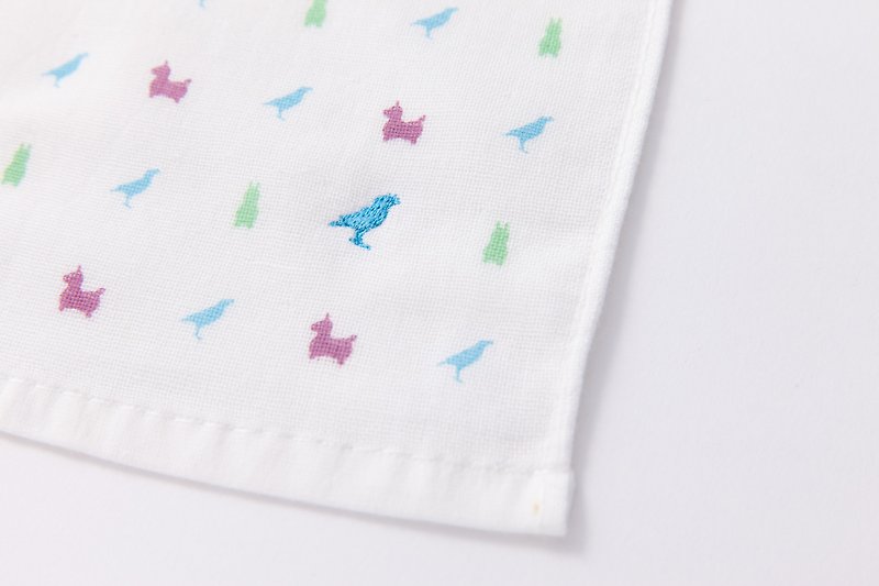 Print xRody / Rody with starlings / gauze small square / purple blue green - ผ้ากันเปื้อน - ผ้าฝ้าย/ผ้าลินิน 
