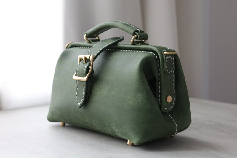 [custom version] new small kiss lock bag - Briefcases & Doctor Bags - Genuine Leather Green