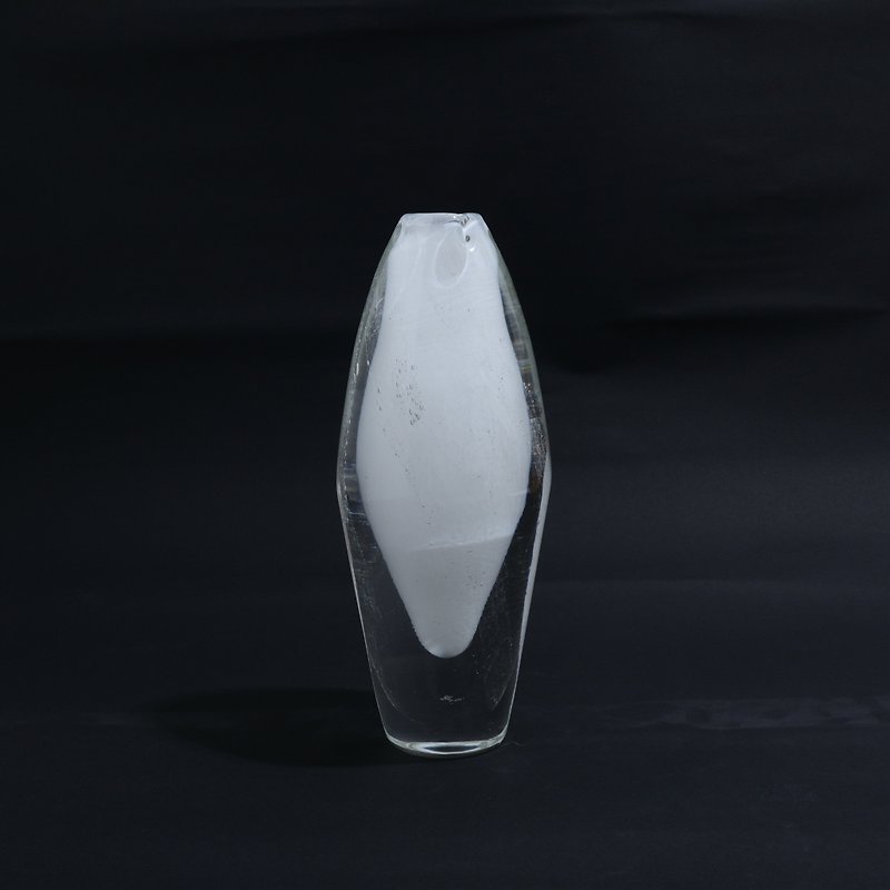 白色氣泡大花瓶-新竹手工玻璃