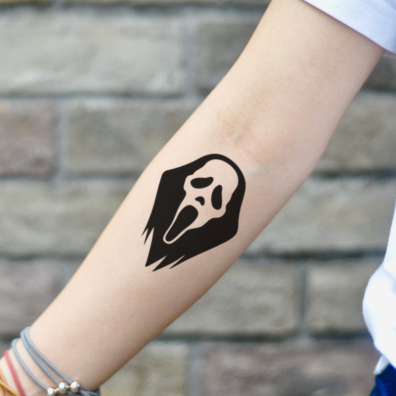 OhMyTat 萬聖節鬼面臉 Halloween 刺青圖案紋身貼紙 (2 張) - 紋身貼紙/刺青貼紙 - 紙 黑色