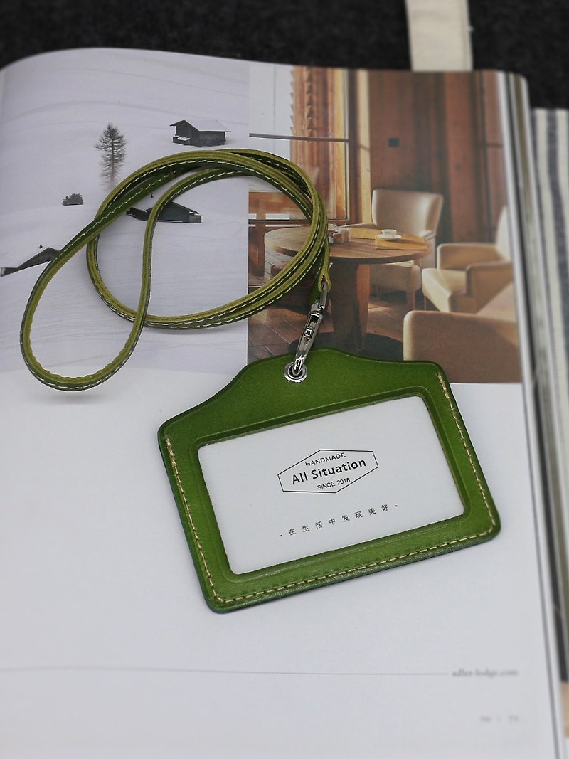Customized Gift Horizontal Leather Neck Card Holder - ID & Badge Holders - Genuine Leather 