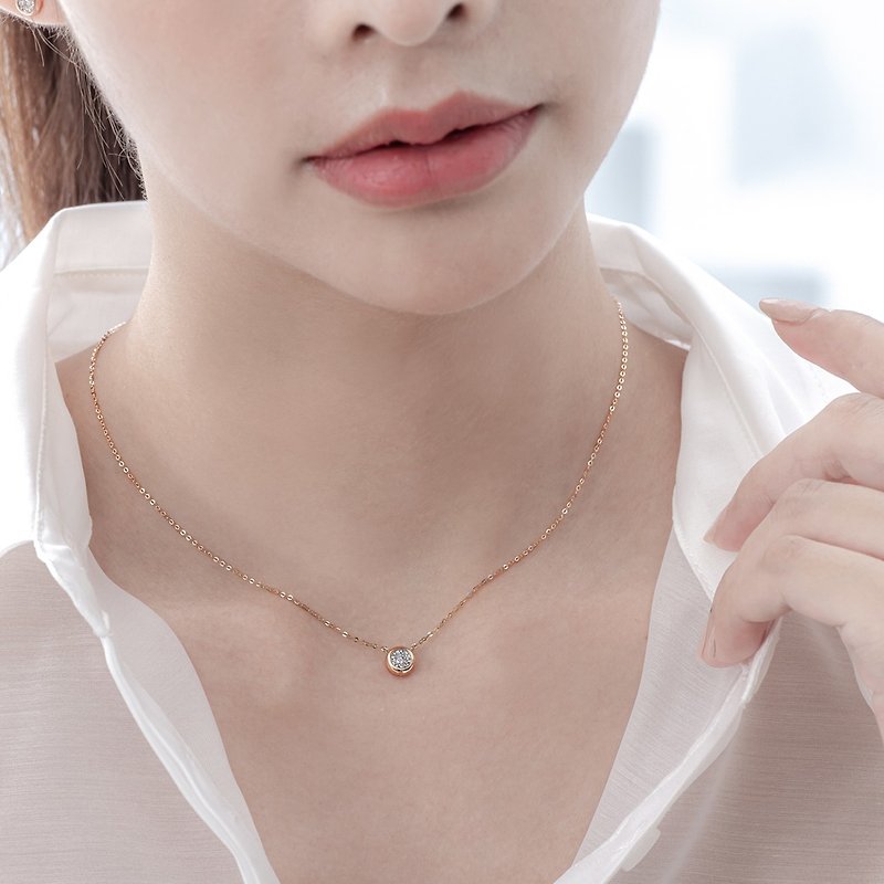 Jinghua Diamond Aurora Series II 18K Rose Gold 0.06 carat diamond necklace - สร้อยคอ - เพชร 