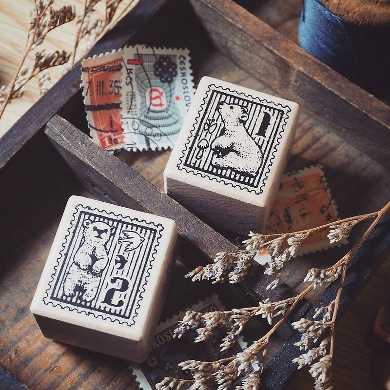 【No.1 & 2】Little Bear Postage Stamp Set - Stamps & Stamp Pads - Rubber 