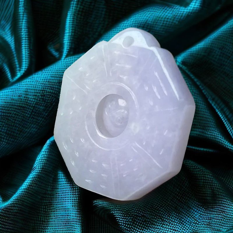[Block evil spirits and avoid evil] Violet Jade Bagua Necklace | Natural Burmese Jade Grade A Jadeite | Gift - Necklaces - Jade Purple