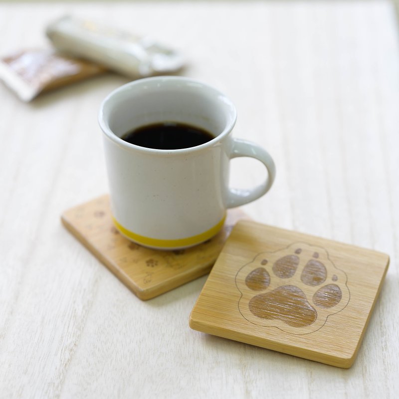 Dog paw coaster. A moment of healing. - Coasters - Bamboo Brown