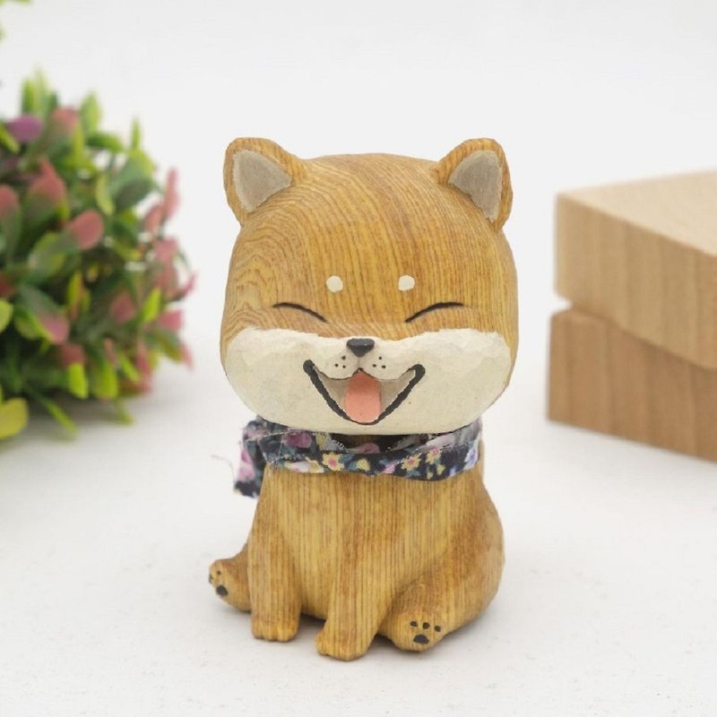 私は部屋の木彫りの動物になりたいです_ Xiaochaiウッドカラー（丸太の木彫り工芸品） - 人形・フィギュア - 木製 ゴールド
