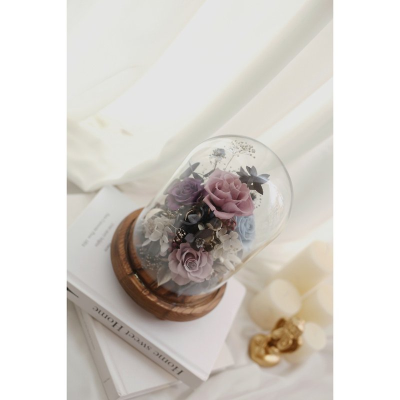 情人節禮物 客製化禮物 永生花玻璃鐘罩 - 擺飾/家飾品 - 玻璃 紫色
