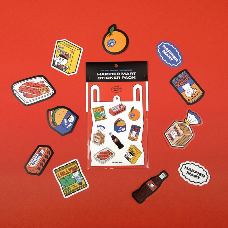 ohlollyday HAPPIER MART sticker pack food series - สติกเกอร์ - กระดาษ 