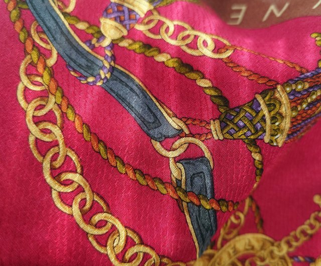 未使用 新品 CELINE 金環金貨チェーン ハンカチーフ スカーフ バンダナ