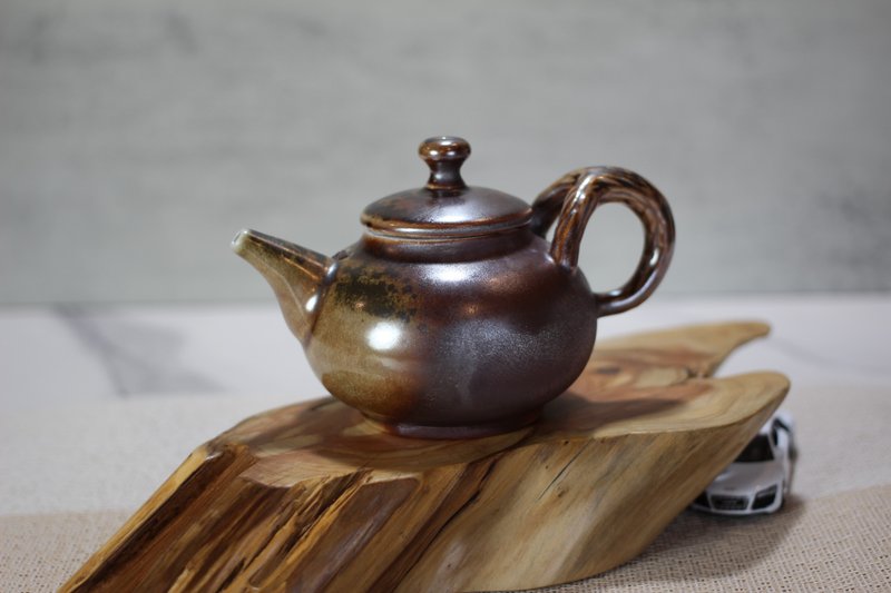 【送禮好物】160ml 柴燒茶壺 天然落灰 純手工製 名家葉敏祥作品 - 茶壺/茶杯/茶具 - 瓷 