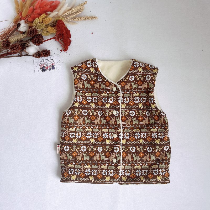 Spot Regular Vest - Forest Elk - เสื้อโค้ด - ผ้าฝ้าย/ผ้าลินิน สีนำ้ตาล