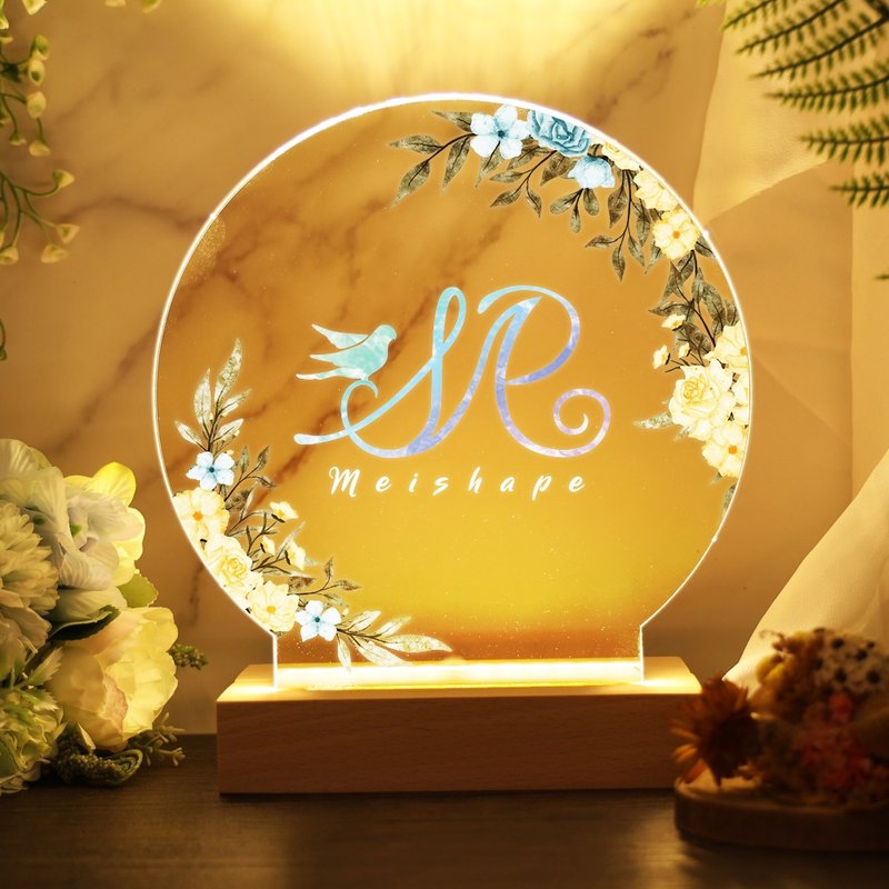 [MU Workshop] Brilliant Flower Language C/Customized Night Light/Book Date Night Light/Photo Night Light/ Acrylic Night Light - โคมไฟ - วัสดุอื่นๆ 