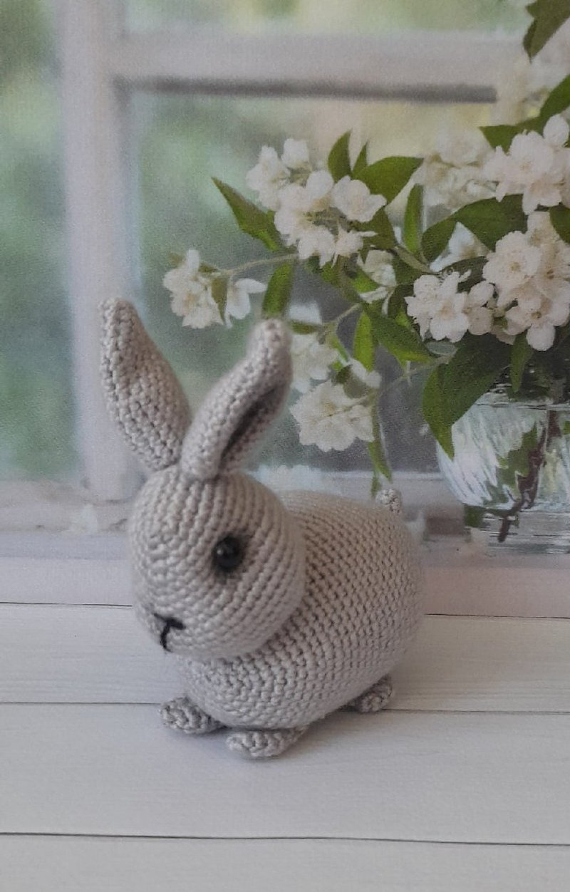 baby plush white bunny toy, newborn prop knit rabbit toys, stuffed animal easter - 寶寶/兒童玩具/玩偶 - 羊毛 銀色