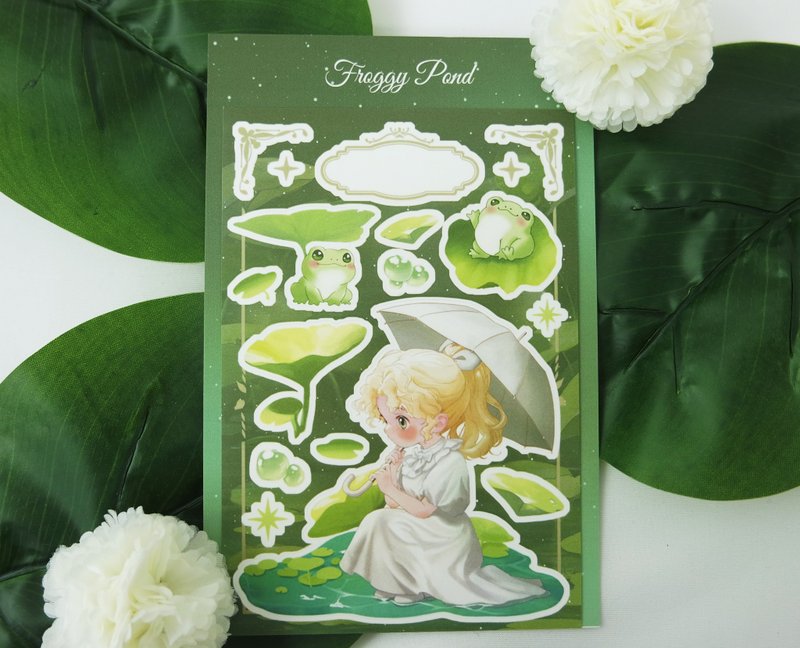 Froggy Pond Sticker - 貼紙 - 紙 綠色