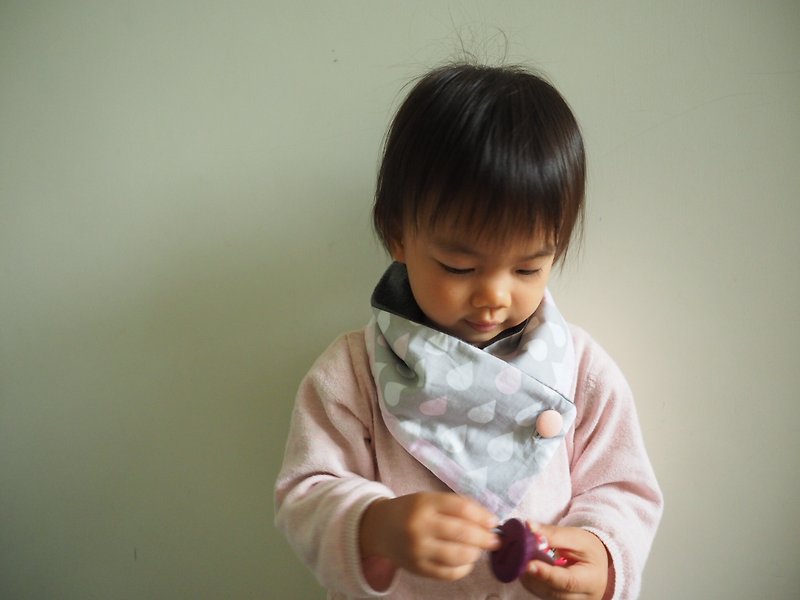 手工縫製保暖圍巾圍脖頸巾 粉紅水滴圖案 - 嬰兒手鍊/飾品 - 棉．麻 粉紅色