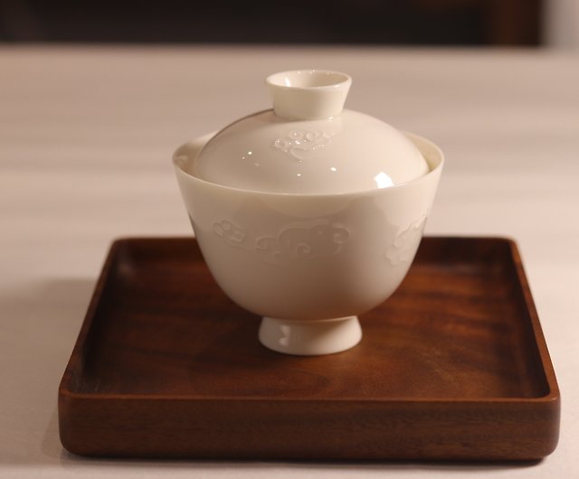 敦睦窯德化模刻印花玉瓷蓋杯- 設計館若水小品Ruo-Shui-sketch 茶壺 