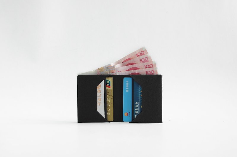 Paper Bamboo Changle Short Wallet (Black) - กระเป๋าสตางค์ - กระดาษ สีดำ