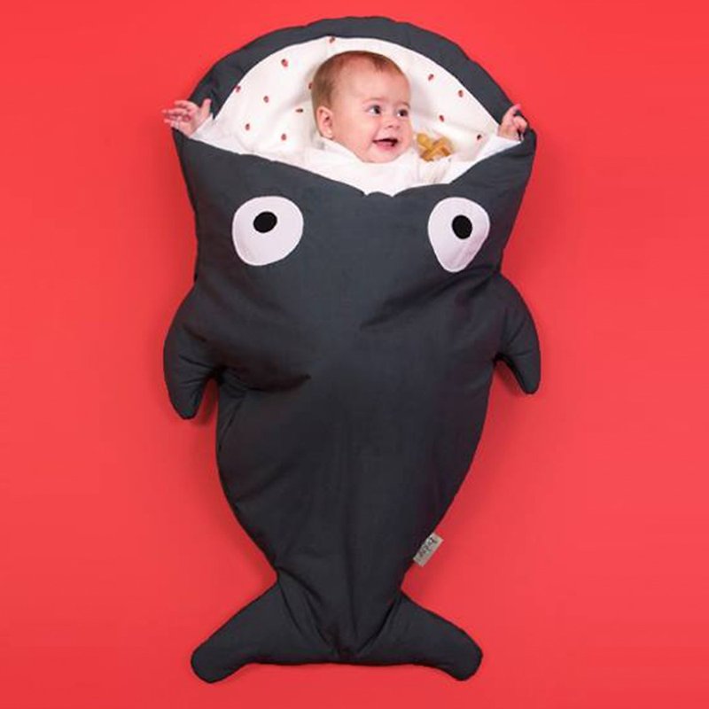 BabyBites鯊魚咬一口純棉嬰幼兒多功能睡袋-酷灰岩 - 嬰兒床/床圍/寢具 - 棉．麻 灰色