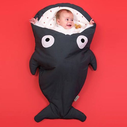 JIOUU 設計樂生活 BabyBites鯊魚咬一口純棉嬰幼兒多功能睡袋-酷灰岩