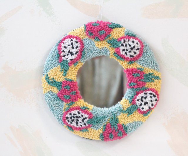 Punchneedle Dragonfruit selling Mirror Wall Hanging