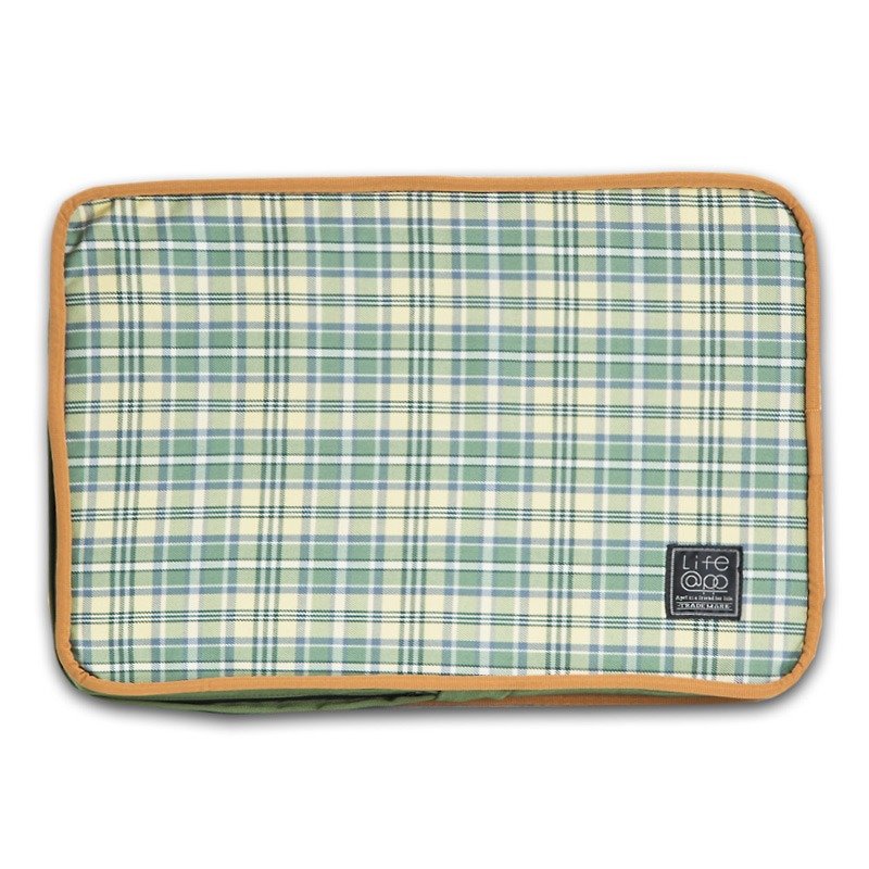 "Lifeapp" mattress replacement cloth cover XS_W45xD30xH5cm (green plaid) without sleeping mats - ที่นอนสัตว์ - วัสดุอื่นๆ สีเขียว