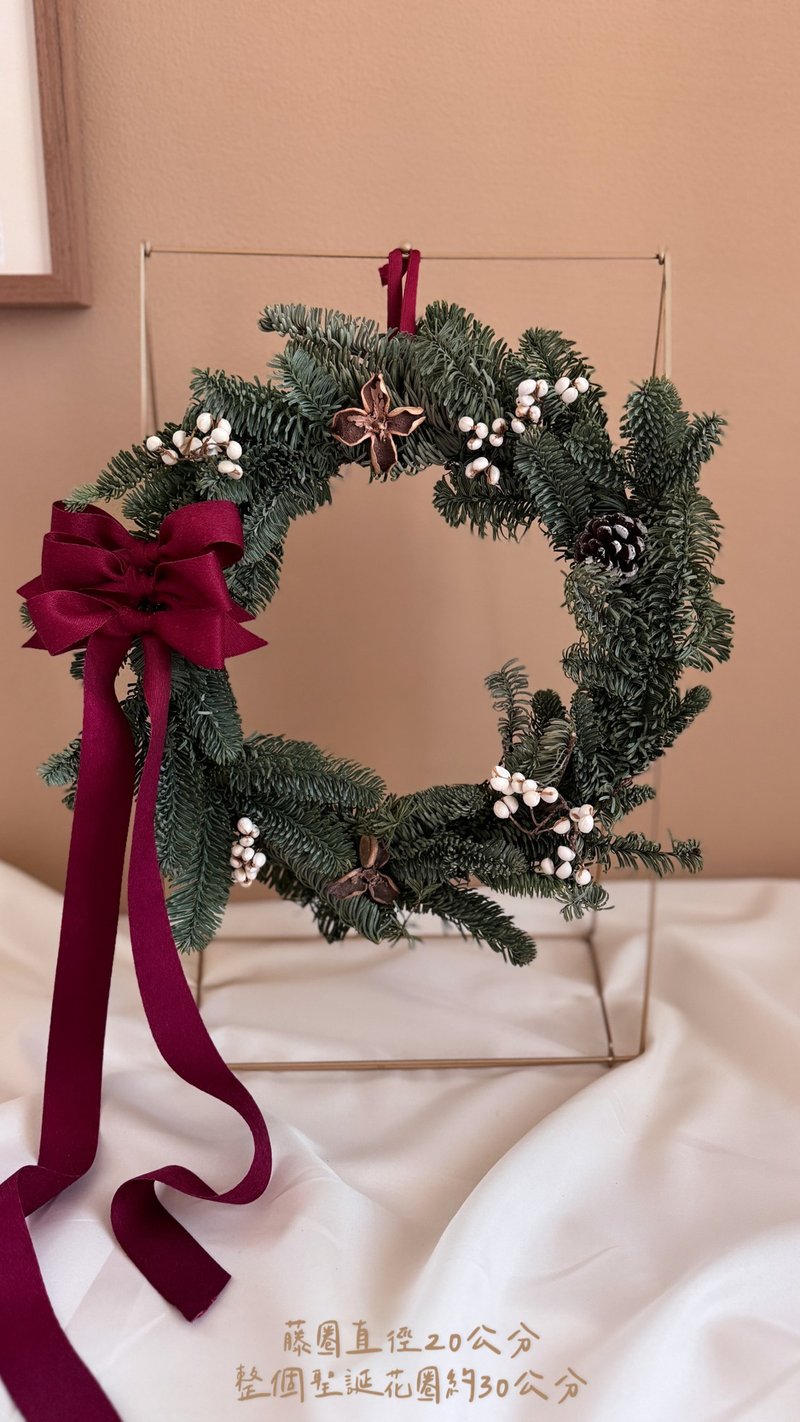 諾貝松聖誕花圈 - 乾燥花/永生花 - 植物．花 綠色