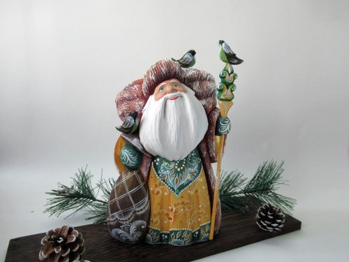 俄羅斯紀念品 雕刻的綠寶石人像 俄羅斯紀念品 木製人俄羅斯聖誕老人 俄