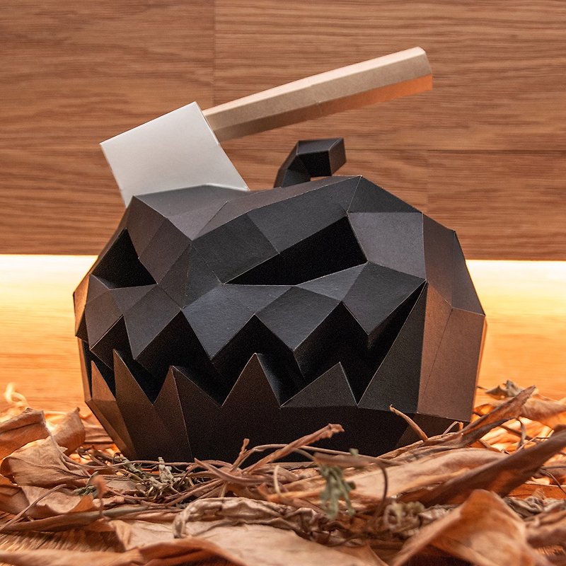 DIY Handmade 3D Paper Model Decoration Gift Halloween Festival Series-Axe Pumpkin - ตุ๊กตา - กระดาษ สีดำ