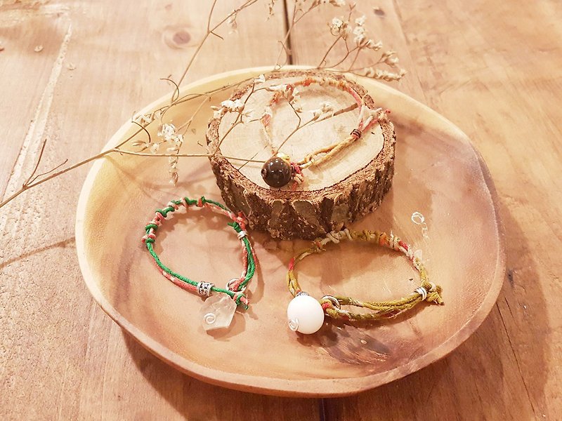 Hand-made cloth bracelet ~ Valentine's Day gift. Birthday gift. Christmas gift natural stone. Indian (custom made) - สร้อยติดคอ - ผ้าฝ้าย/ผ้าลินิน หลากหลายสี