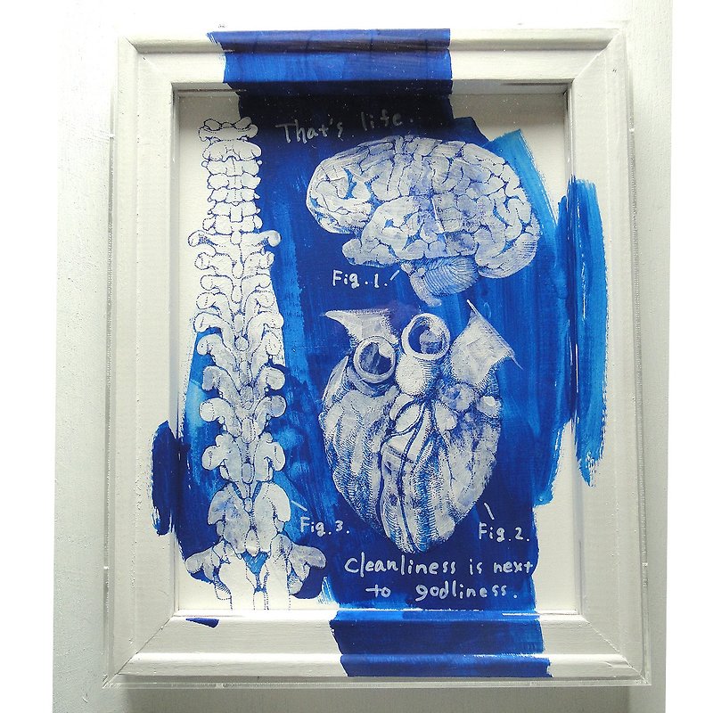 Original drawings of the brain, heart, and spinal cord - Posters - Paper Blue