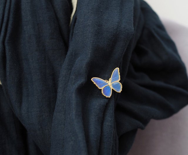 モルフォ蝶のアンティークピンブローチ - ショップ ナチュラマ