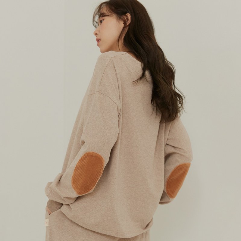 MIT Organic Cotton Corduroy Color Jumping Splicing Home Set-Milk Tea Brown - ชุดนอน/ชุดอยู่บ้าน - ผ้าฝ้าย/ผ้าลินิน สีนำ้ตาล