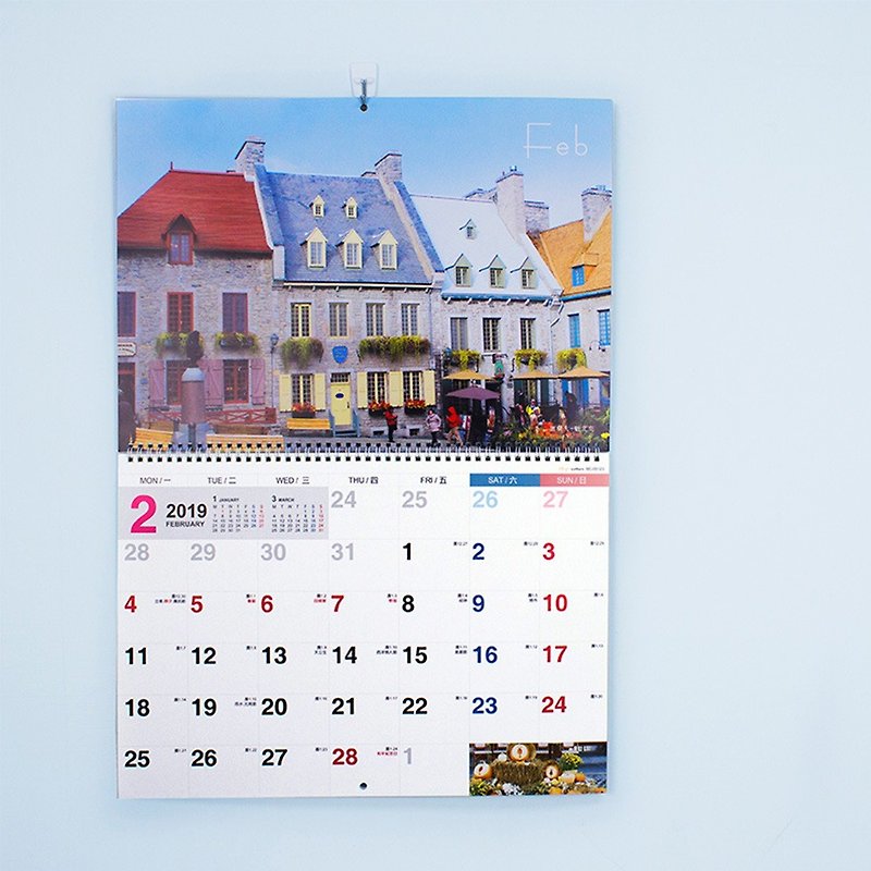 2019年A3吊掛式月曆/掛曆(風景) - 年曆/桌曆 - 紙 白色