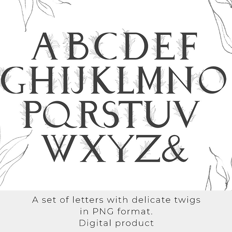 Electronic file free shipping, Floral alphabet clipart, floral letter design