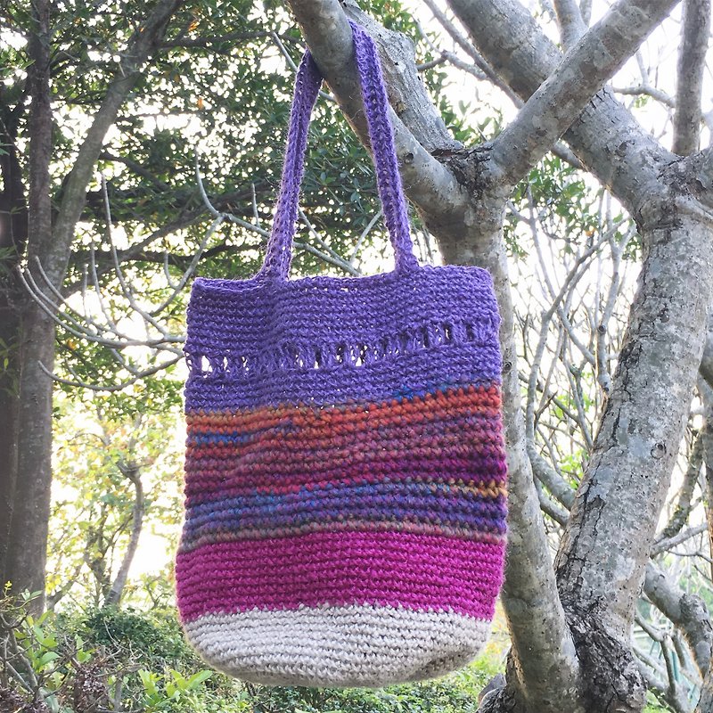Lady Magic Purple woven sheath / hand-woven / shoulder bag / flax / hand-woven bag / bag / backpack side - กระเป๋าแมสเซนเจอร์ - ผ้าฝ้าย/ผ้าลินิน สีม่วง
