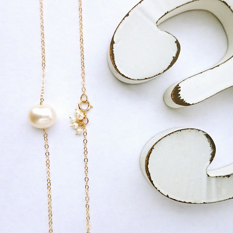 14kgf*Japanese BIG pearl bubble necklace - ネックレス - 宝石 ホワイト