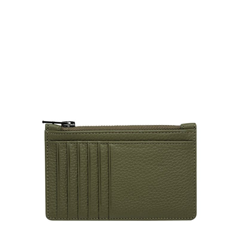 STATUS ANXIETY -  avoiding things Cowhide Leather Card Holder - khaki - Card Holders & Cases - Genuine Leather Green