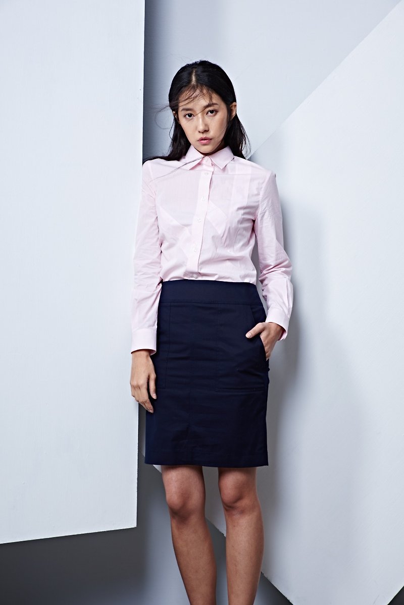 [Must-have for commuting] Soda pastel high-thread-count pure cotton patchwork shirt pink - Women's Shirts - Other Materials Pink