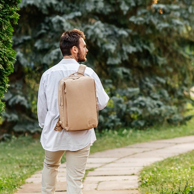 Siena Pro 15 Smart Backpack - Light Taupe | Work, Commuting, Travel, USB Charging, Water Resistant - Backpacks - Polyester Khaki