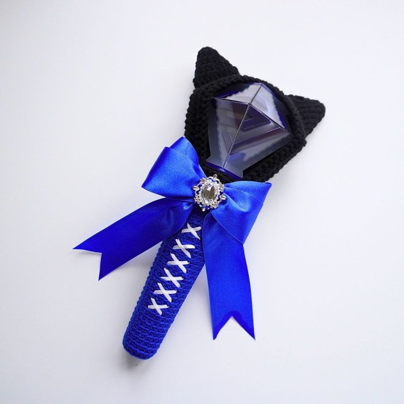 Super Junior 手燈套 | 藝喵 光影尾巴系列 黑貓 - 證件套/識別證套 - 棉．麻 藍色