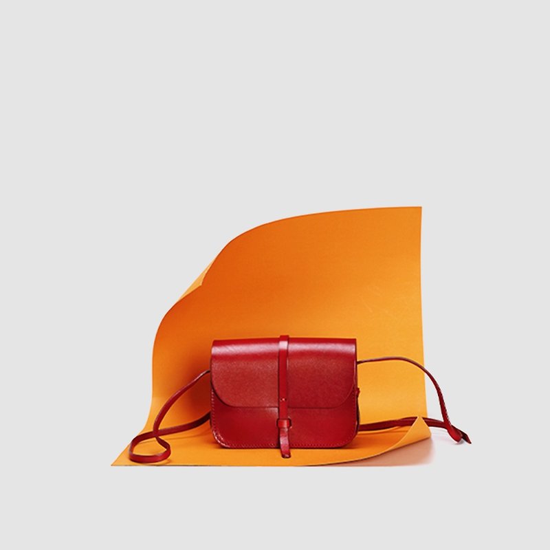 新款AMEET色colour系列單肩斜跨小方包小號6色 - 側背包/斜背包 - 真皮 橘色