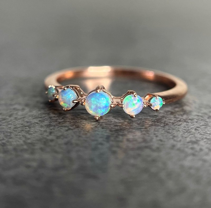Opal Ring-Stacking Ring-Promise Ring-Gift For Girlfriend - 戒指 - 純銀 金色