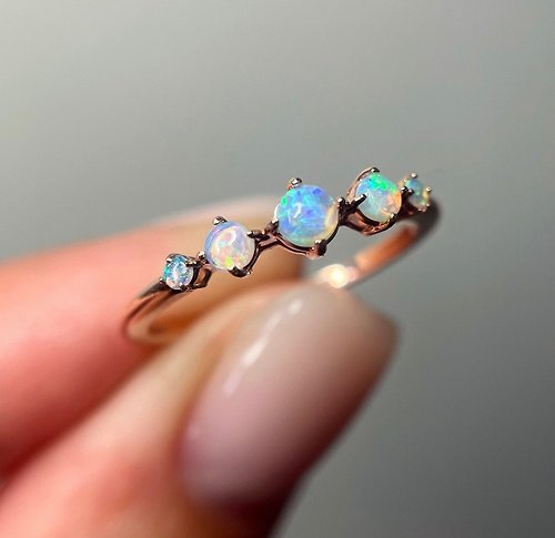RINGSTREETIN Opal Ring-Stacking Ring-Promise Ring-Gift For Girlfriend