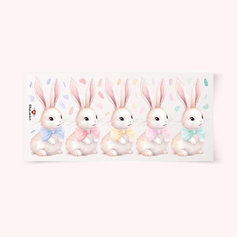 Pastel Ribbon Bunny Matte Transparent Stickers, 2 Sheets - 貼紙 - 其他材質 