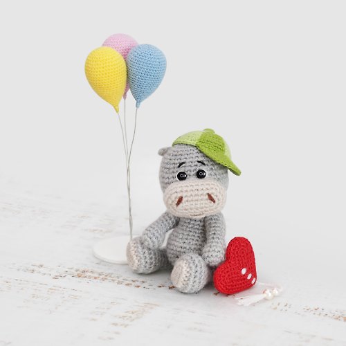 Sankatoys Crochet pattern Mini Hippo Happy Birthday, PDF Digital Download, DIY micro