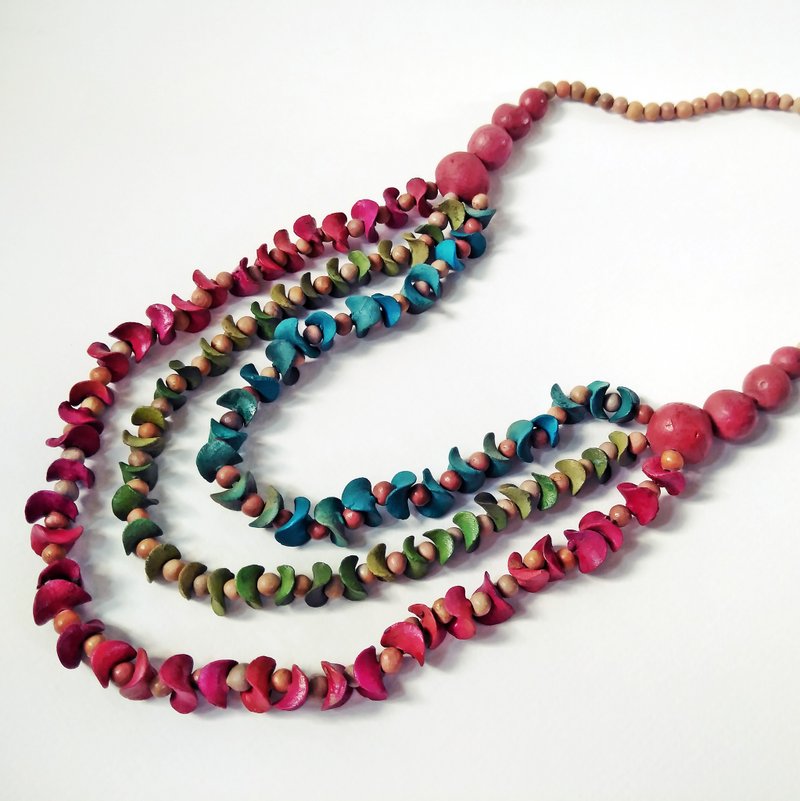 Handmade Pottery Clay Beads Bib-style Necklace - 項鍊 - 陶 